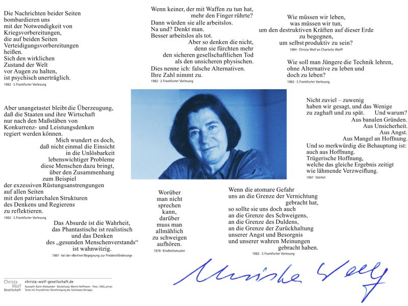 Christa Wolf zum Frieden